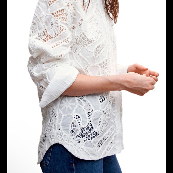 MNG White Lace Detail Blouse - Picture 2 of 8